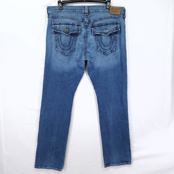 True Religion Ricky Relaxed Straight Denim Jeans Mens Size 42X32 - Picture 2 of 15